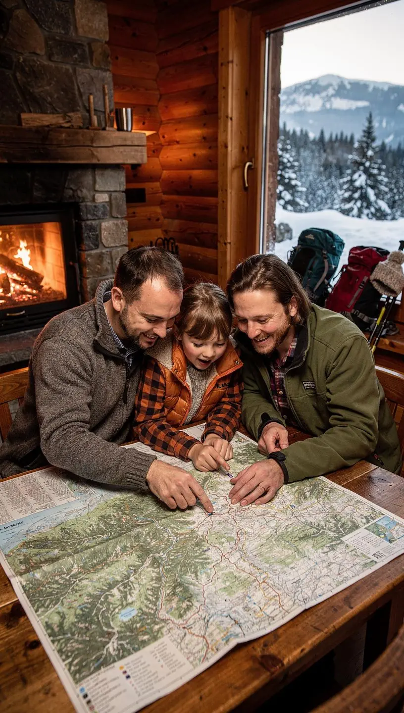 Pronájem vozidla na malebné silnici s turistickými mapami.